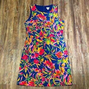 J. Crew Dress Women's 8 Tropical Pleated Floral Colorful Sleeveless Preppy